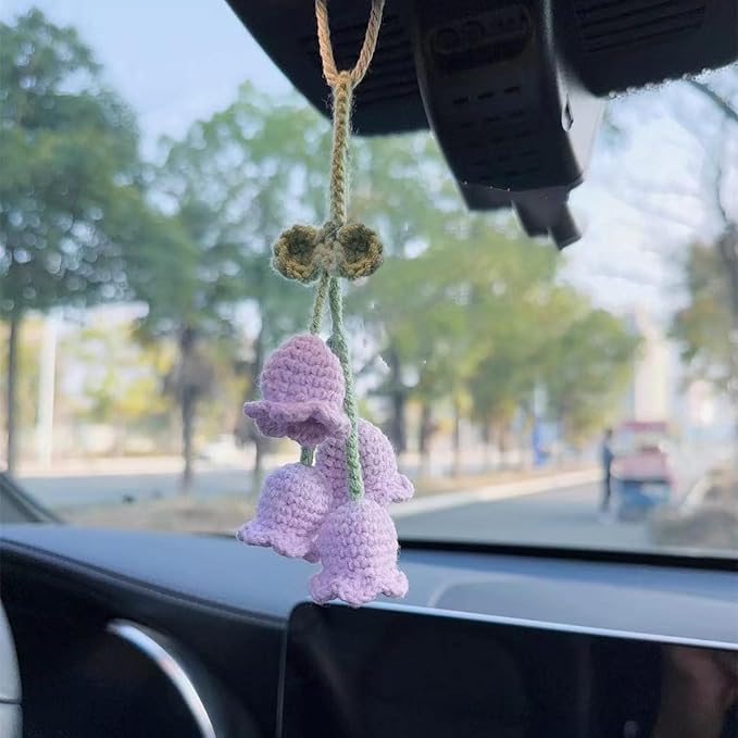 Handmade Knitted Rear View Mirror Pendant Ornament, Cute Car Accessories Aesthetic, Kawaii Car Decor for Home Decorative Pendants