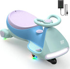 N7 Pro Electric Wiggle Car, Rechargeable Battery, CyberWiggle, 2 in 1 Swing Car, 2 Speeds Max 4 Mph, Anti-Rollover, Flashing Wheels, Bluetooth, Ages 3+, 150 Lbs, Glacier Blue