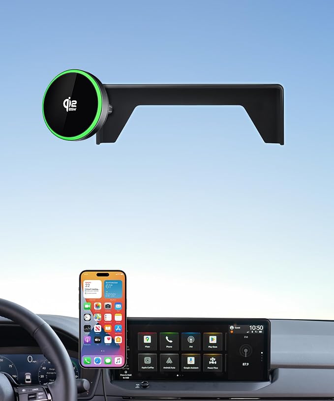 Qi2.2 25W Wireless Charger Car Phone Mount for Honda Accord/Hybrid 2023-26 | 12.3" Screen, Magsafe Accessories Fast Charging Magnetic Cell Phone Holder Clip Compatible with iPhone Android, GPS Bracket