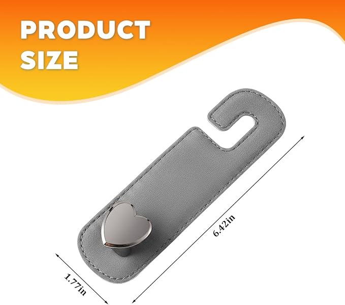 2PCS Car Seat Headrest Hook, Cute Heart Vehicle Backseat Purse Bag Hanger Organizer, Auto Seat Back Storage Holder for Groceries Coats Umbrellas, Universal for Vehicles (Gray)
