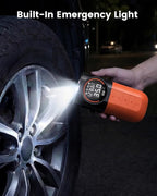 S1 Tire Inflator Portable Air Compressor, 160PSI Air Pump for Car Tires, Bike, Motorcycle, Balls, Fast Inflation Tire Pump, Cordless bike Pump with LED Light & Digital Pressure Gauge (Orange)
