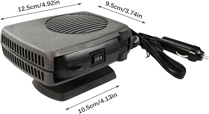 Car Heater, 2 in 1 Modes Fast Heating Cooling Fanswith Cigarette Lighter Plug 360° Rotary Base, 200W 12V Portable Window Defroster Auto Car Heater Windshield Defogger Automobile Windscreen Heater
