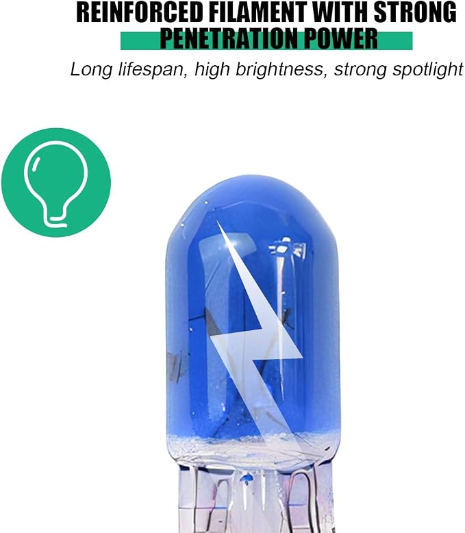25PCS T10 12V 5W Car Turn Signal Light Bulbs, Clear Flat Foot Vehicle Side Marker Lamp Bulbs, Auto Interior Amber Headlight Bulbs Accessories, Universal for SUV, Sedan, Truck (Blue)
