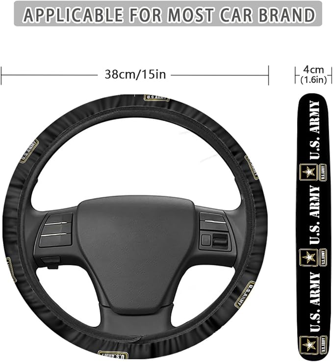 Car accessories Compatible with US Army Steering Wheel Cover 14-15 Inch, Non-Slip Stretchable Design for Easy Installation, Comfort Grip(TZ-JD-FXPT-6)