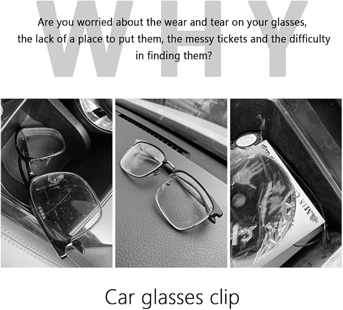 Magnetic Sunglass Holder for Car Visor,PU Leather Car Sunglass Holder Organizes Glasses Tickets Cards & Keeps Car Tidy,Universal Car Accessories Interior (Khaki)
