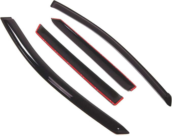 WD2-353 Dark Smoke 4 Pcs Set Window Visor (Outside Mount) Deflector Rain Guard Compatible with 2009-2013 Nissan Rogue