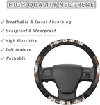 Southwest Aztec Brown Black Car Steering Wheel Cover 15 Inch Universal Breathable Soft Anti-Slip Sweat Absorbent Car Accessory Fit for Most Vehicles