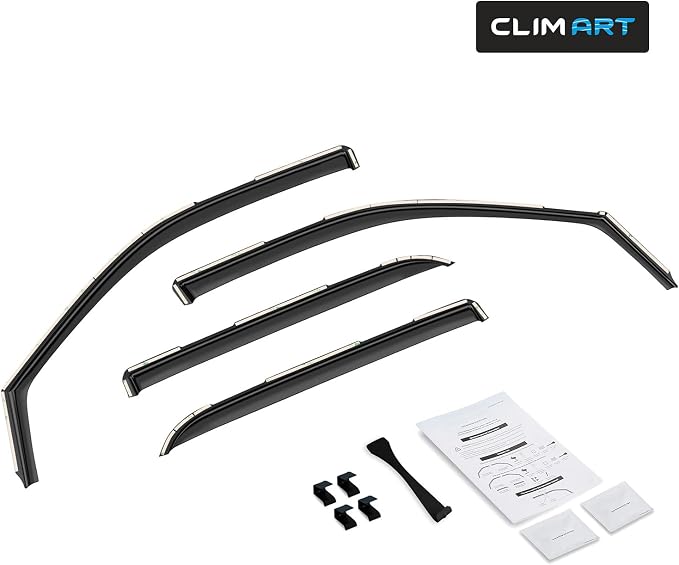 in-Channel Incredibly Durable Rain Guards for Dodge RAM 2009-2018 1500 Crew Cab, Mega Cab, Original Window Deflectors, Vent Window Visors, Vent Deflector Smoke Truck Accessories 4 pcs-609006