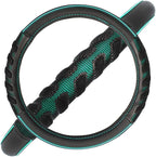 car Steering Wheel Cover Faux Leather Massage Universal fit 3D Honeycomb Hole Anti-Slip Sporty 15 Inches (Mint Green Black)