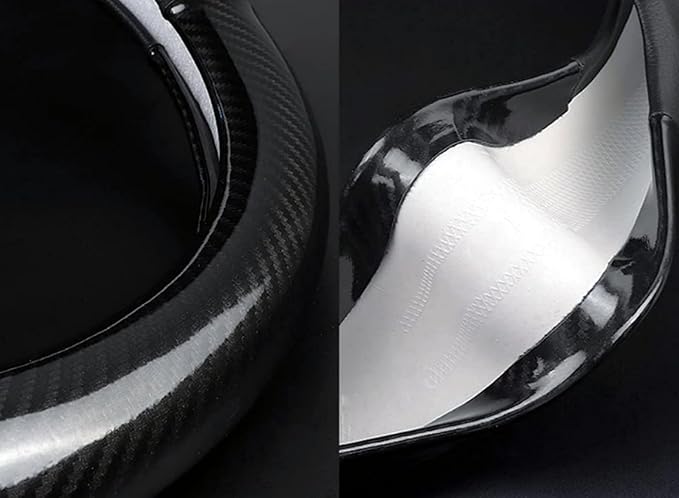 Steering Wheel Cover, Universal 15 Inch Fashion Sport Microfiber Leather Carbon Fiber Auto Car Steering Wheel Cover for Men, Anti-Slip Car Interior Accessories, Black