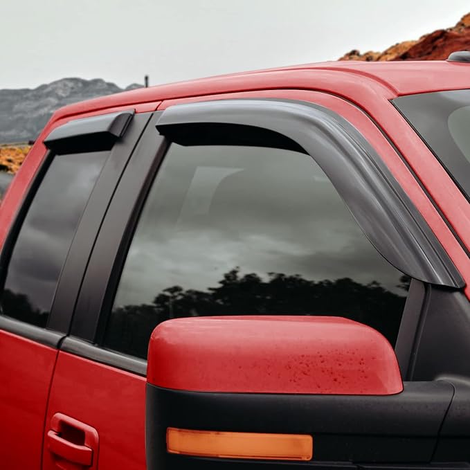 Voron Glass Tape-on Extra Durable Rain Guards for Trucks Ford F150 2004-2014 SuperCab, Window Deflectors, Vent Window Visors, 4 Pieces - 130096