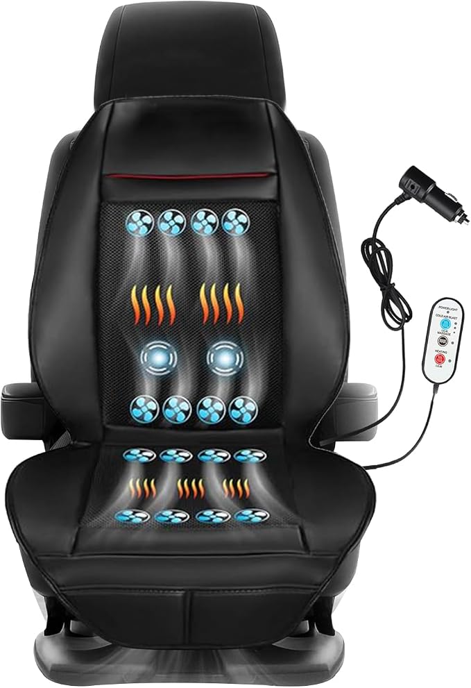 3 in 1 Cooling Car Seat Cover with Massage,Cooling Car Seat Cushion Front Seat Universal 12V Cooling Seat Cover for Car, SUVs (Warm,Cooling&Massage-5)