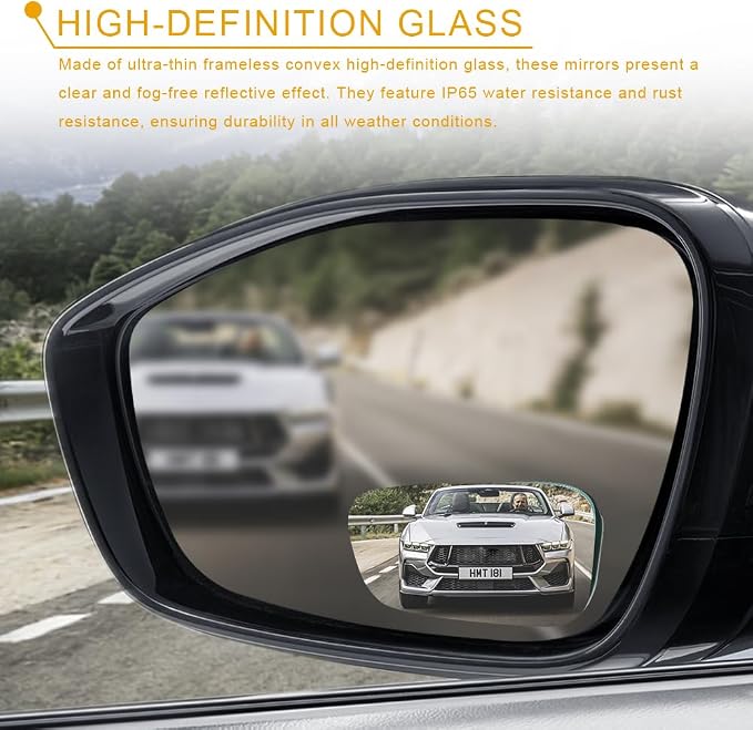 2PCS Blind Spot Mirror, Side Mirror Blindspot, Adjustable Wide Angle Convex Side Rearview Mirrors, Car Exterior Accessories HD Glass Frameless Convex Rearview Universal for Sedan SUV Truck