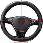 Flat Bottom Steering Wheel Cover Anti-Slip,Safety,Soft,Breathable,Durable,Full Surround,Comfortable Grip Microfiber Leather (D Shape, Black White)