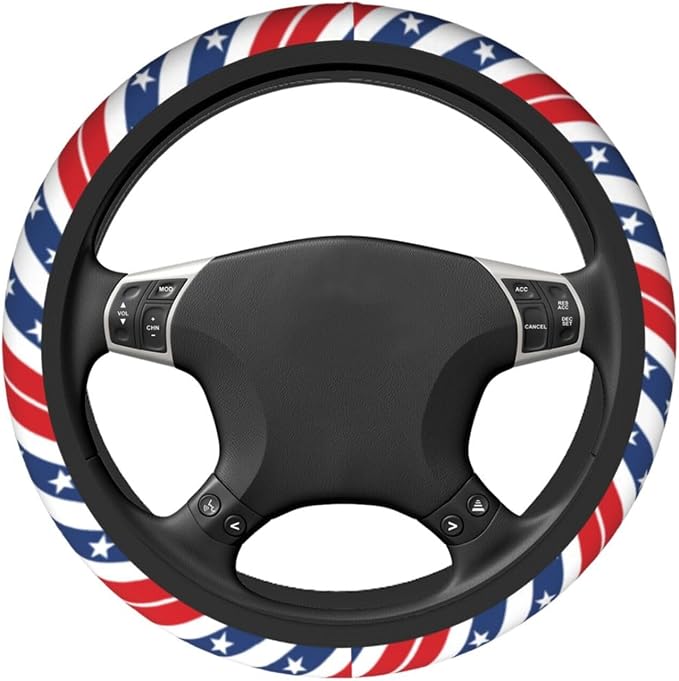 American Flag USA Patriotism Steering Wheel Cover Car Accessories Cute for Women Girls Girly Universal 15 Inch Neoprene Auto Interior Decor Anti Slip Car Truck Protector
