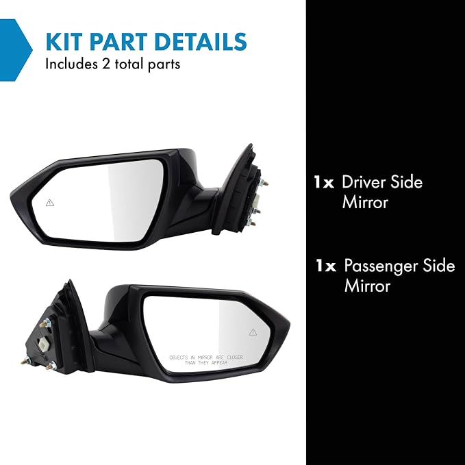 Driver & Passenger Side Power Mirror Set Smooth Black without Heat Compatible with 2021-2023 Hyundai Elantra HY1320278 HY1320283 HY1321278 HY1321283