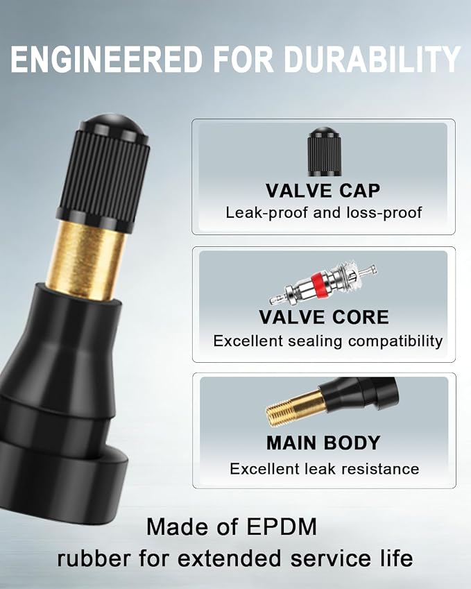 5 Pcs TR600 High Pressure Tire Valve Stems - Heavy-Duty Rubber Snap-in Valve for 0.453" Rim Hole, Fit for Trucks, Trailers, Cars