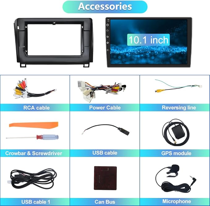 4Core [2+64GB] Car Radio for Toyota Tundra 2007-2013/Sequoia 2008-2018 | 10.1 Inch Touchscreen Android 13 Car Stereo Wireless CarPlay/Android Auto, GPS/WiFi/BT/FM, Support SWC Backup Camera