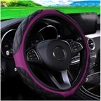 15 Inch Car Leather Steering Wheel Cover, Automotive Accessories Elastic Breathable Anti-Slip Soft Wheel Protector Fits Men and Women, Suitable for SUVs, Trucks, Vehicles and RVs (Purple)