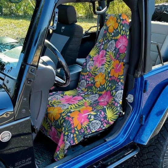 Car Seat Towel Cover – Microfiber Hooded Seat Cover – 30” x 60” Moisture-Wicking Running Seat Protector for Runners – Aloha