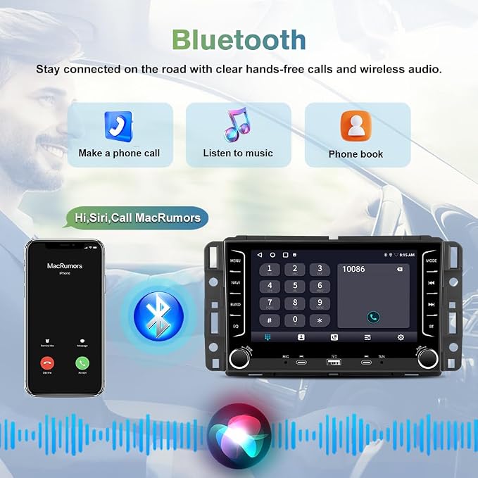 Touch Screen Radio for Chevy Silverado 1500 2500 3500 2007-2013, Android Stereo for Silverado GMC Sierra Acadia Support CarPlay Android Auto AM/FM GPS 4Core 64GB - with Camera