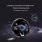 Ultra Fine Carbon Fiber Leather Steering Wheel Cover, Anti Slip and Sun Protective Protect The Steering Wheel, Easy to Install,Universal of 14.5"-15" (Grey)
