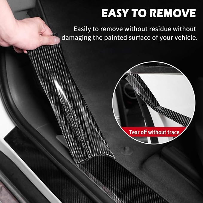 Universal Car Door Edge Protector, Carbon Fiber 5D Gloss Black Vinyl Wrap Film with Anti-Collision Protection for Most Vehicles (33Ft x 2In, Black)
