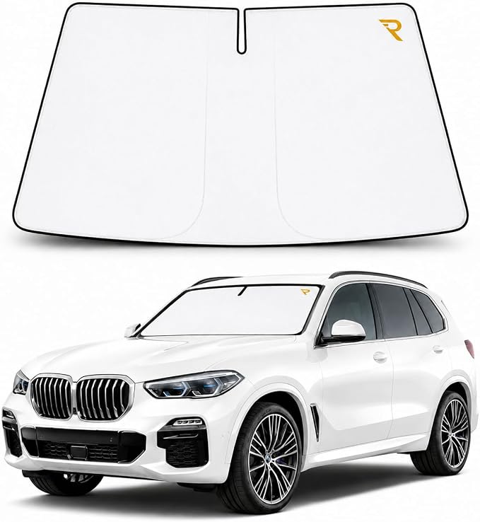 [2026 Upgrade] RevLux Car Windshield Sun Shade | Keeps Car Cooler, Sun & Heat Protection | Double Thickened Ice-Core Cooling Fabric | Zero Light Leakage | Foldable Sunshade (SUV/Truck - 59"x33")