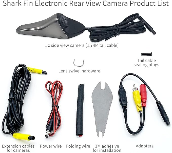 CVBS Signals Blind spot Camera Car Side View Camera IP68 Waterproof 120 Degree Wide Angle Side View Mirror kit Dark Grey