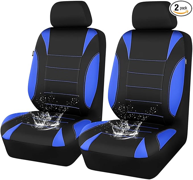 Neoprene Wetsuit Seat Covers, Waterproof Car Seat Covers Front with 5mm Composite EVA, Universal Fit for Car,Sedan SUV Trucks Anti Slip, Airbag Compatible(Black and Blue