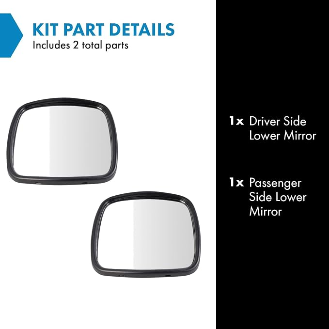 Driver & Passenger Side Mirror Set without Heat with Black Housing Compatible with 2002-2006 Freightliner M2 100 2002-2014 M2 106 2003-2014 M2 112