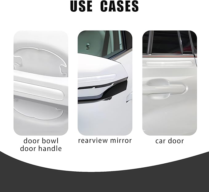 14 PCS Car Door Handle Scratch Protector, Transparent Car Door Cup Rear View Mirror Protector, Waterproof Bumper Trim Guard Sticker, Universal Auto Exterior Accessories Protection Film