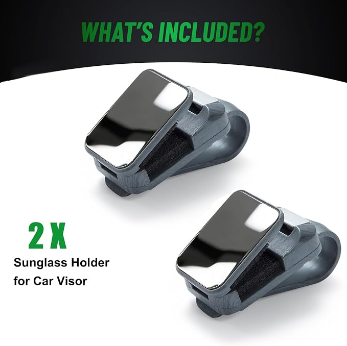 2 Pack Sunglasses Holder for Car, One-Handed-Operation Visor Sunglass Holder Clip, Easy Access Storage for Driving,Universal Fits (Textured Grey)