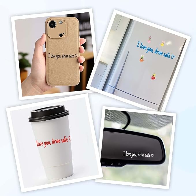 3PCS I Love You Drive Safe Mirror Sticker Car Decals for Women, 2025 Cute Car Rear View Mirror Stickers for Women,Cars Accessories Valentines Day Gifts for Her/Him (White)