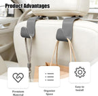 Car Seat Headrest Hook, 4PCS Vehicle Seat Back Hanger Storage Organizer for Handbag Purse Coat, Auto Interior Headrest Hook, Universal for SUV Automobile Truck (Gray)