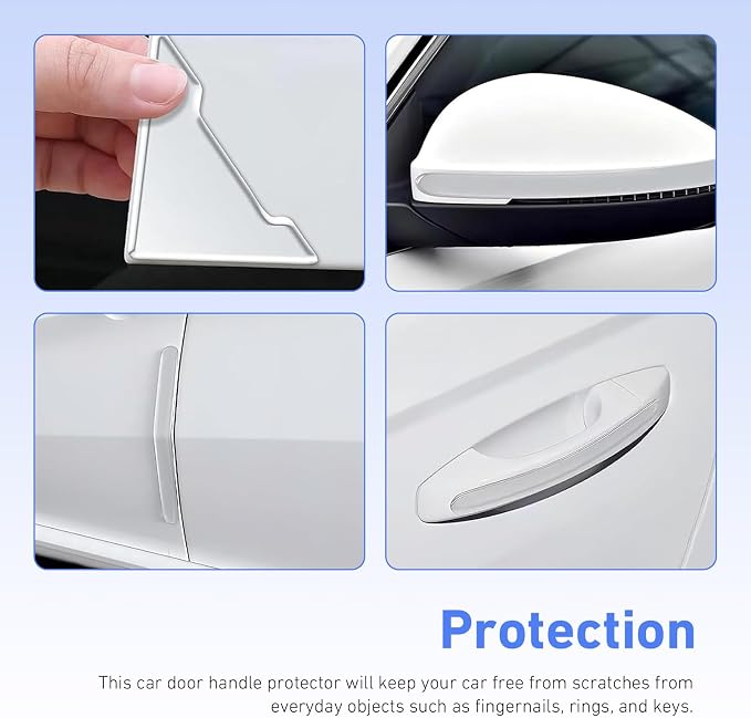 12 PCS Car Door Handle Protector, Anti-scratch Car Door Edge Corner Guards, Multipurpose Anti-collision Auto Paint Protection Trim Decal, Universal Exterior Sccessories (Transparent)