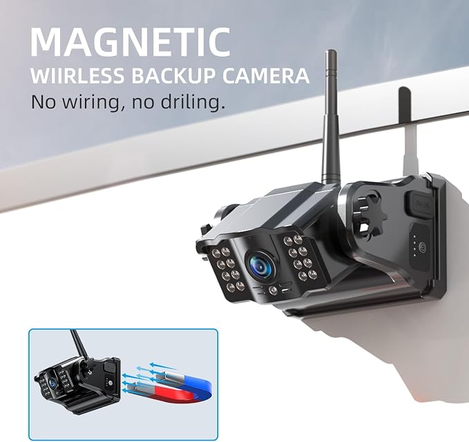 Wireless Backup Camera Magnetic: 5” Portable, 1-Min Install-Free Trailer Backup Camera with FHD1080P, Infrared Night Vision, 150° Wide-Angle View for Trailer/RV/Truck/Car/Tractor ACT501