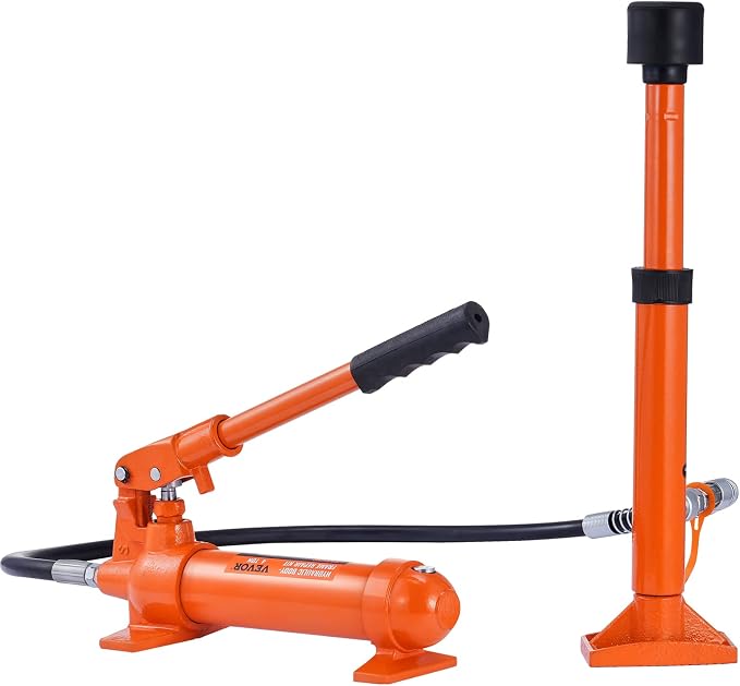 4 Ton Porta Power Kit, Portable Hydraulic Jack with 3.9 ft/1.2 m Oil Hose, Auto Body Frame Repair Kit with Storage Case for Car Repair, Truck, Farm (8800 LBS)
