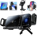 FunApricity Wireless Charging Rotating Car Mount,High Intelligent 2 in 1 Auto Rotating Phone Holder,Car Charger Fast Charging, One-Click Auto-Rotating & Clamping for Smartphone/Pad/Foldable Phone