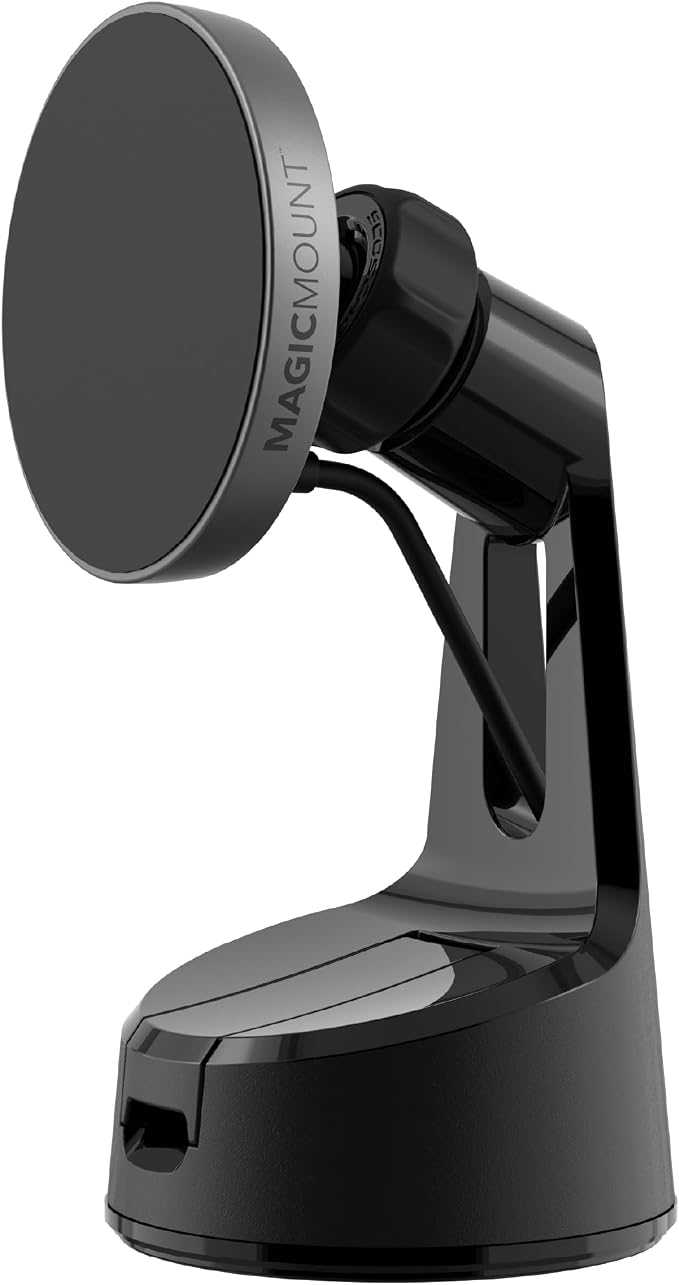 MagicMount Charge Pro Qi2 Fast Wireless Charging MagSafe Car Mount Charger, 15W Magnetic Cell Phone Holder for Car Dashboard/Windshield Compatible with iPhone 16/15/14/13/12 Pro Max Plus, S25