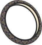 Floral Steering Wheel Cover Car Elastic Steering Wheel Protector | Blue Gold Anti-Slip Breathable Car Accessories Interior for Women Men Universal 15 Inch Fit Auto SUVs Vans Truck