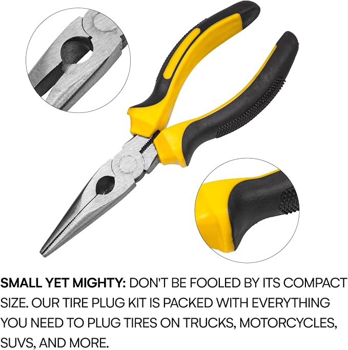 Compact Tire Repair kit with Molle Storage Pouch. Heavy Duty Universal Tire Plug Kit, Easily Stores Inside Your UTV, ATV, Truck, Motorcycle, Overlanding Gear or RV