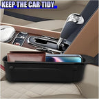 YoRise Car Seat Gap Filler, Multifunctional Car Seat Organizer, Phone Holder Between Seats & Console, Automotive Storage Box Accessories for Keys, Sunglasses, Cards, Phones (Black)