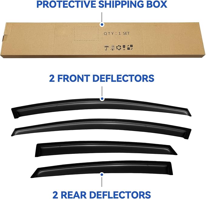 Window Visors Rain Guards Shield for 2012-2018 Ford Focus Sedan & Hatchback, Out-Channel Window Vent Wind Deflectors Visors Shades for 12-18 Focus (Not for Focus RS & ST)