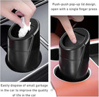 Wevdn Car Trash Can Bin with Lid, Mini Leakproof Vehicle Side Door Cup Holder Trash Can with Lid, Multipurpose Organizer Portable Garbage Bin for Cup Holder Car Home Office (Black)