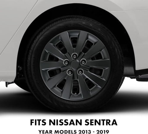 16-Inch Hub Caps Replacement for 2013-2018 Nissan Sentra, Replacement Wheel Covers (Set of 4, Matte Black)
