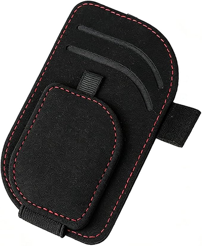 Car Sun Visor Organizer, Multi-Pocket Vehicle Sunglass Card Holder with Pen Slot, Automotive Interior Sunshade Glasses Storage Organizer, Universal Fit (Black)