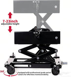 Low Profile Transmission Jack, 450 LBS Heavy Duty Alloy Steel Transmission Lift, 7-23 Inch Lifting Range with 2M Safety Straps & 4 Lockable Swivel Brake Wheels, Car Truck Repair Service Jack, Red