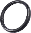 Carbon Fiber Steering Wheel Cover White Vinyl with Fiber Accent - Black Carbon, 14.5-15 inch