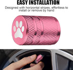 Tire Valve Stem Caps - (4 Pack) Cat Paw Print Metal Air Caps with Plastic Liner, Durable, Corrosion Resistant and Leak-Proof, Universal Fit for Cars, Trucks, Motorcycles, and Bikes - Pink